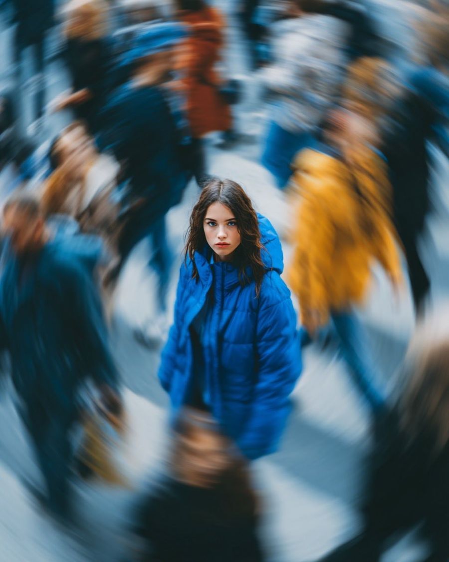 Cinematic Street Portrait Of Woman In Puffer Jacket 3 Variations — Nano Banana Pro image prompt example