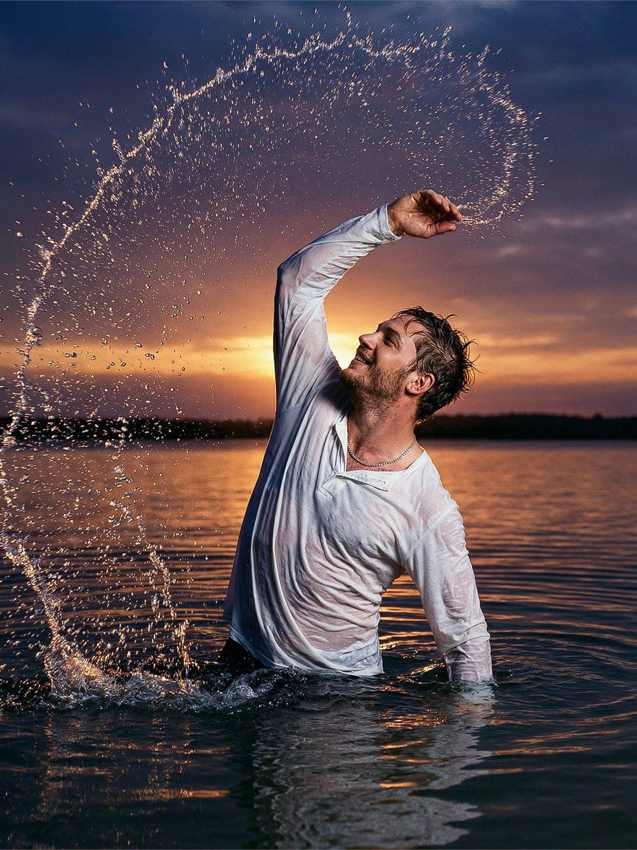 Cinematic Sunset Water Splash Portrait — Nano Banana Pro image prompt example