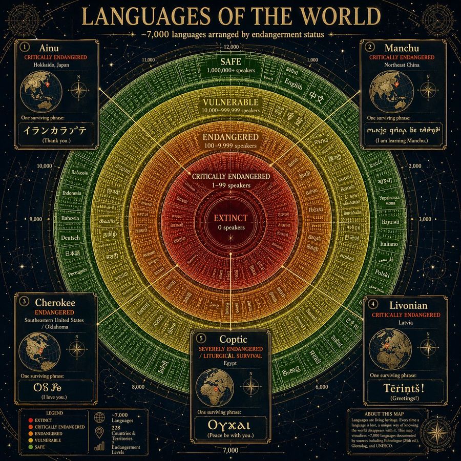Circular Language Infographic — Nano Banana Pro image prompt example