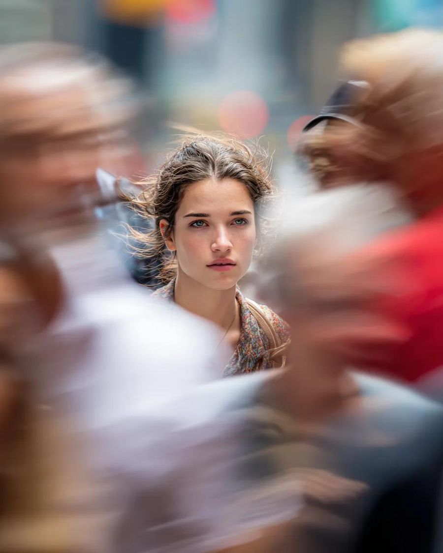 Close Up Portrait On Busy New York Street — Nano Banana Pro image prompt example