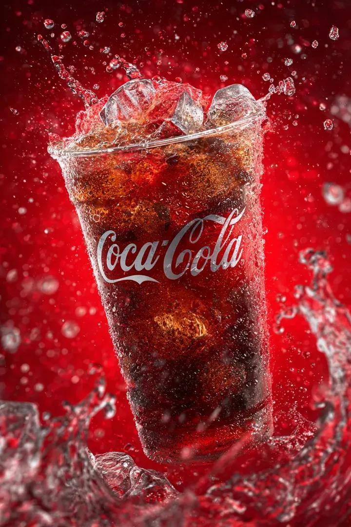 Coca Cola Product Photography With Splashes — Nano Banana Pro image prompt example