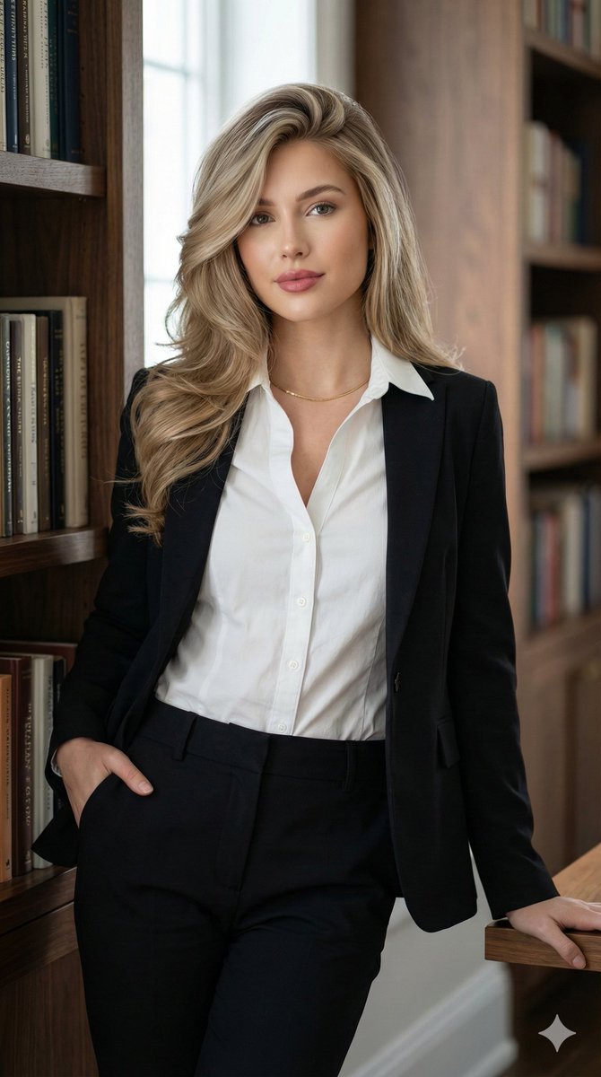 Corporate Chic Portrait In An Executive Office — Nano Banana Pro image prompt example