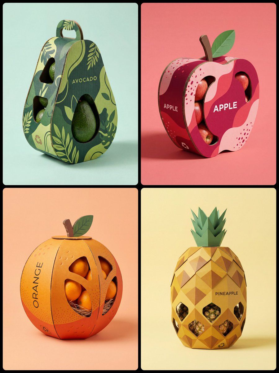 Corrugated Cardboard Fruit Packaging Concept Prompt — Nano Banana Pro image prompt example