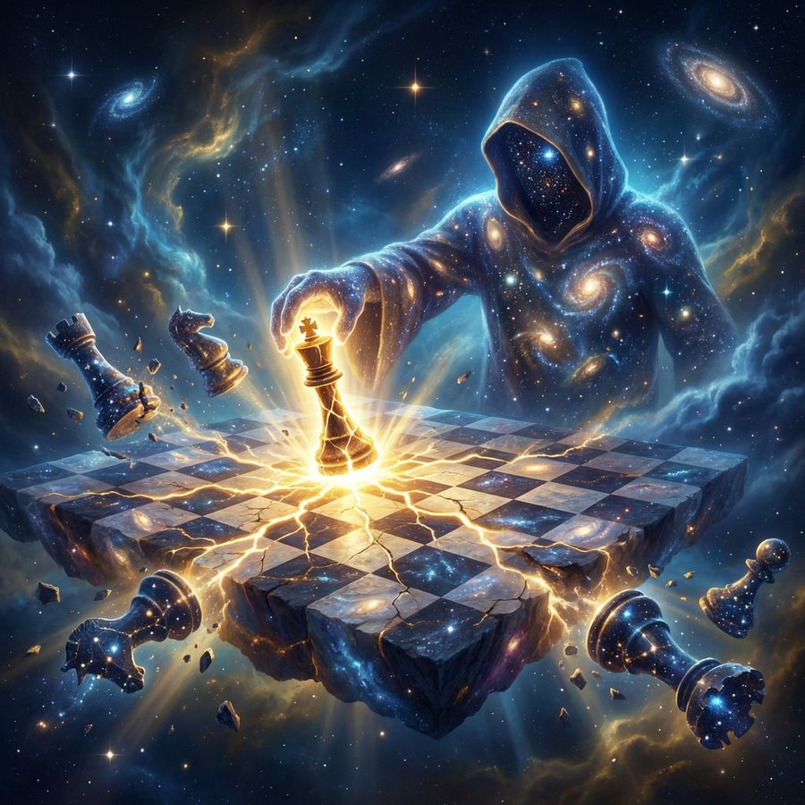 Cosmic Chessboard Checkmate Scene — Nano Banana Pro image prompt example