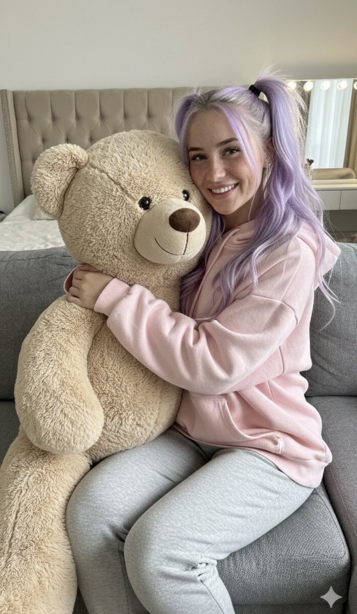 Cozy Candid Snapshot With Giant Teddy Bear Prompt — Nano Banana Pro image prompt example