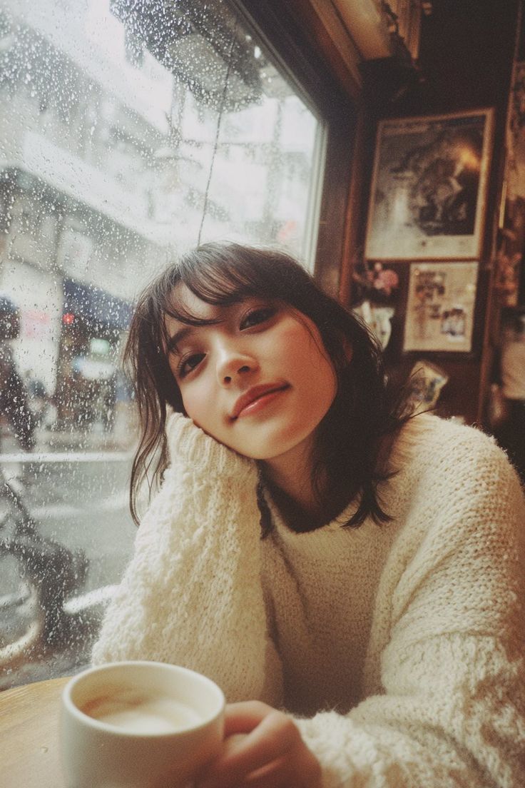 Cozy Rainy Day Caf Portrait Film Aesthetic — Nano Banana Pro image prompt example