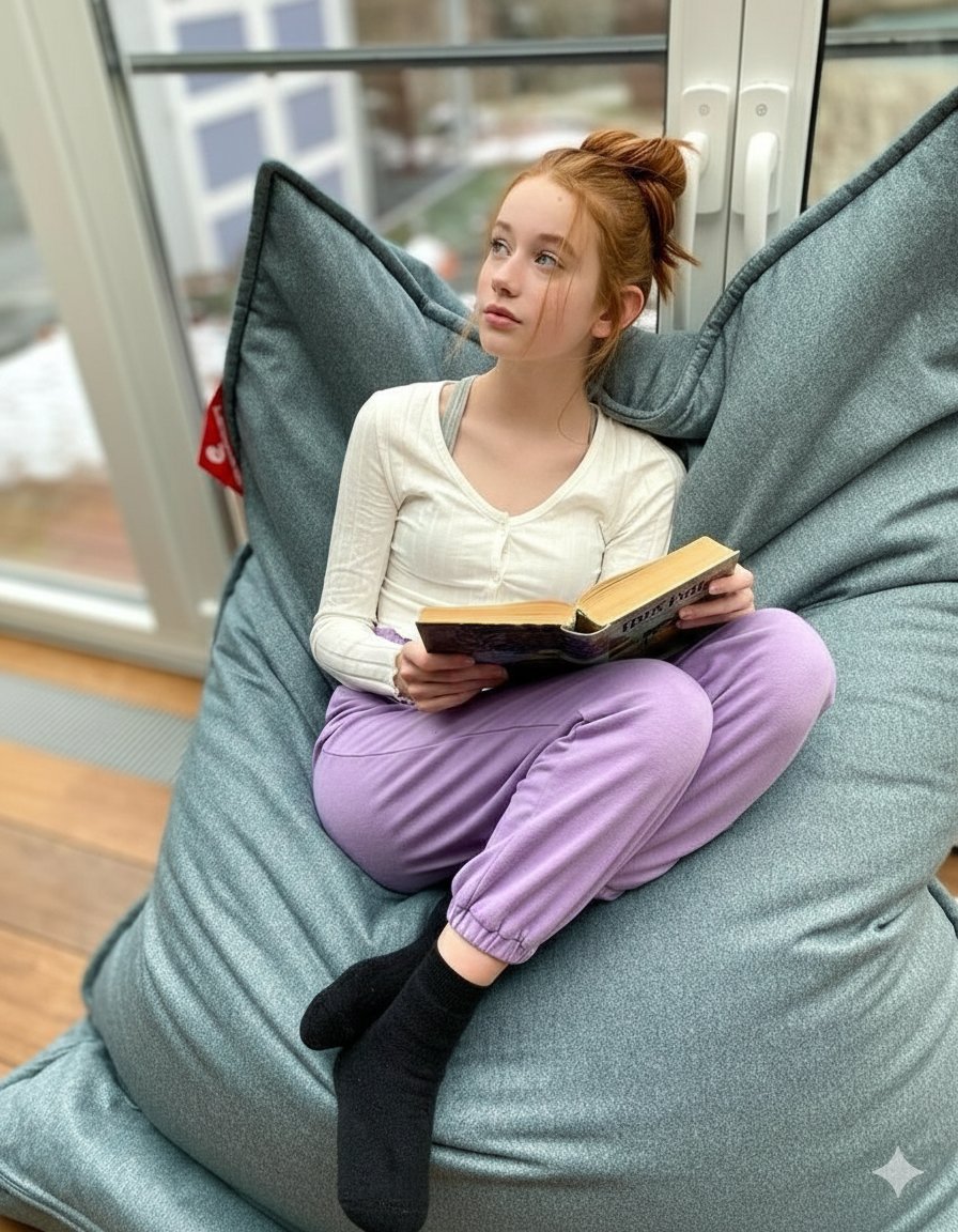 Cozy Teenage Girl Reading Portrait Prompt — Nano Banana Pro image prompt example