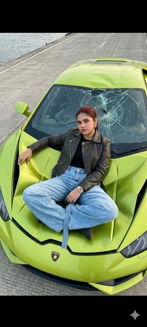 Crushed Green Car Selfie — Nano Banana Pro image prompt example
