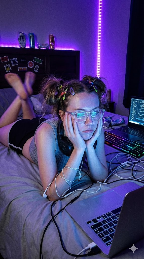 Cyber Grunge Gamer Girl Portrait With Lo Fi Aesthetic — Nano Banana Pro image prompt example