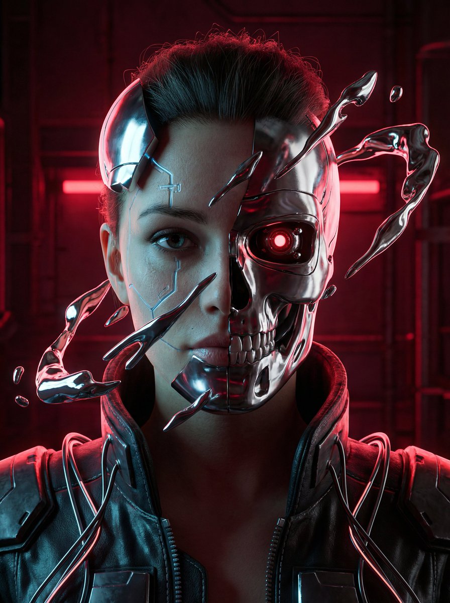 Cyberpunk Biomechanical Portrait — Nano Banana Pro image prompt example