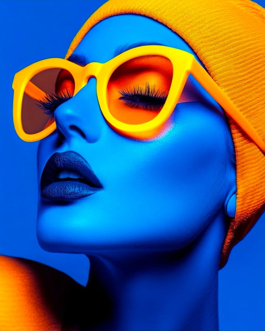 Cyberpunk Fashion Portrait With Electric Blue Skin — Nano Banana Pro image prompt example