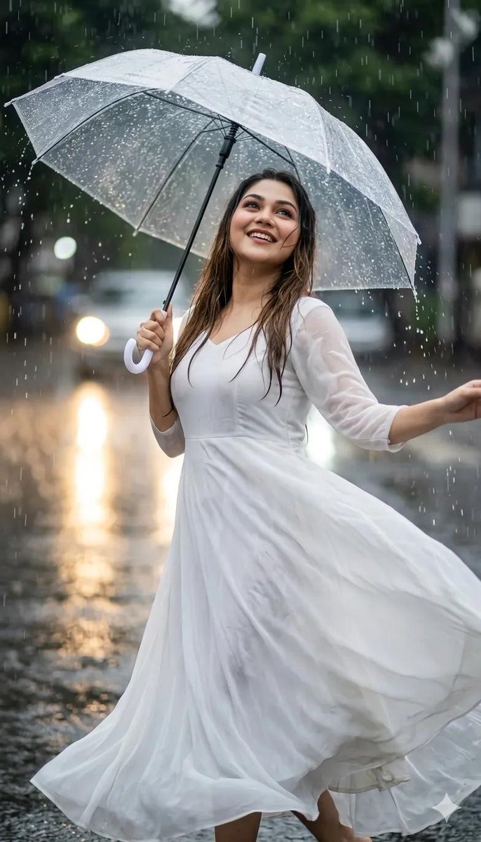 Dancing Rain Romantic Portrait — Nano Banana Pro image prompt example