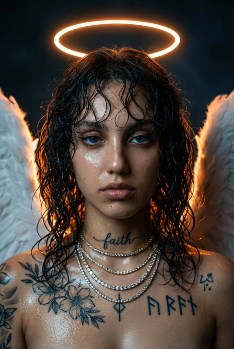 Dark Fantasy Neon Portrait With Glowing Halo Prompt — Nano Banana Pro image prompt example