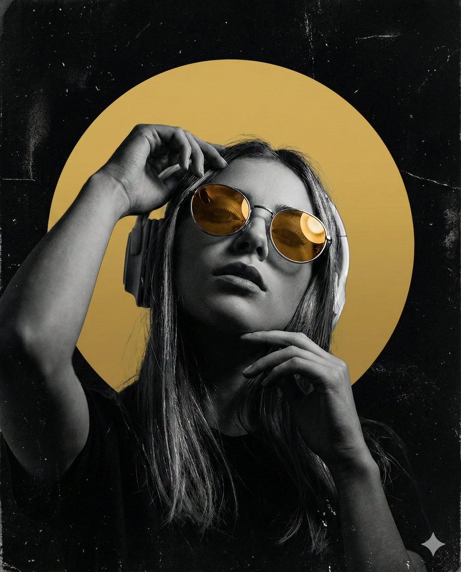 Dark High Contrast Poster Design Prompt With Amber Lenses — Nano Banana Pro image prompt example