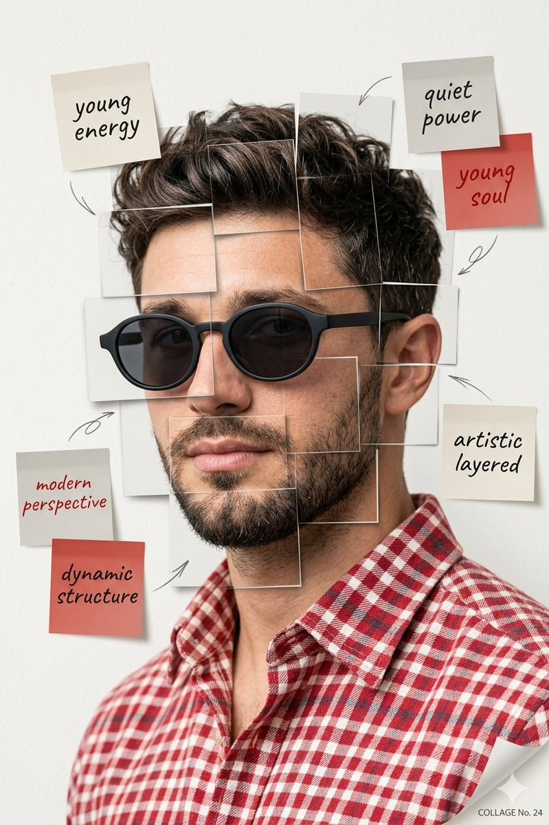 Deconstructed Grid Editorial Portrait — Nano Banana Pro image prompt example