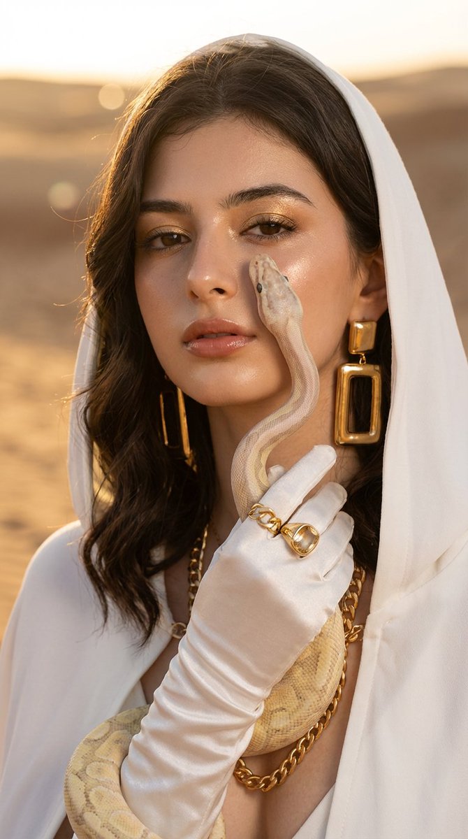 Desert Fashion Snake Portrait — Nano Banana Pro image prompt example