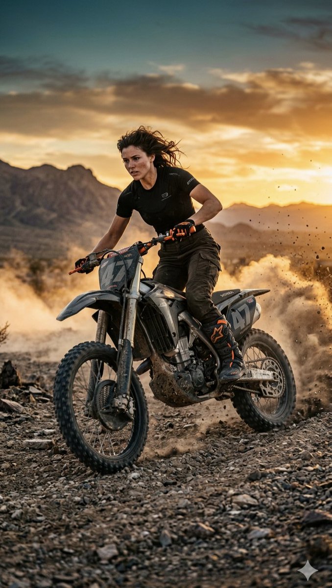 Desert Motocross Action Shot — Nano Banana Pro image prompt example