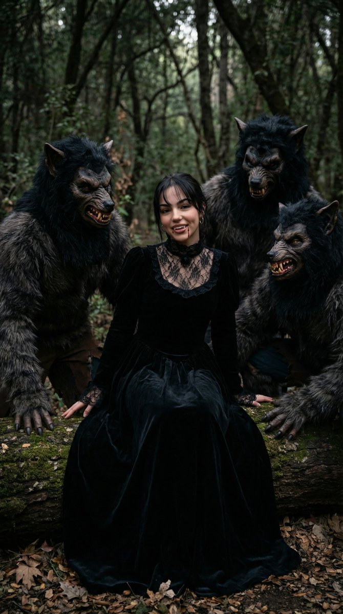 Detailed Character Prompt Vampire Girl With Werewolves — Nano Banana Pro image prompt example