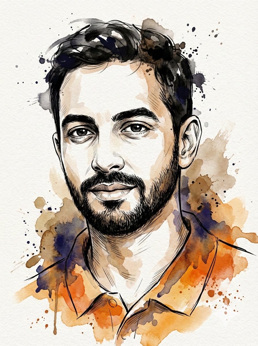 Digital Splashes And Ink Portrait From Photo — Nano Banana Pro image prompt example