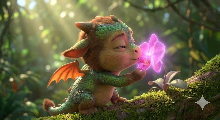 Disney Pixar Style Hybrid Sloth Dragon Creature — Nano Banana Pro image prompt example