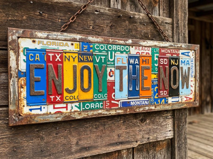 Distressed License Plate Sign — Nano Banana Pro image prompt example