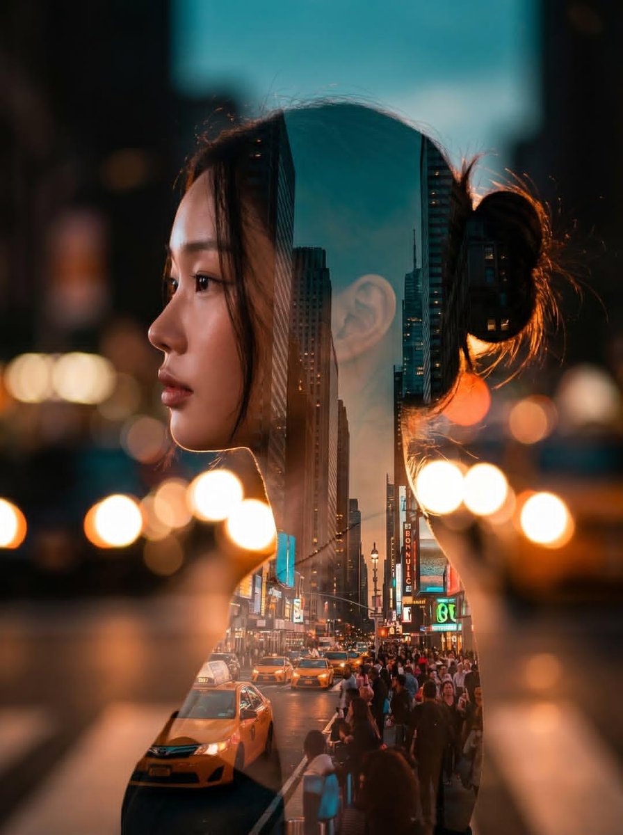 Double Exposure City Portrait — Nano Banana Pro image prompt example