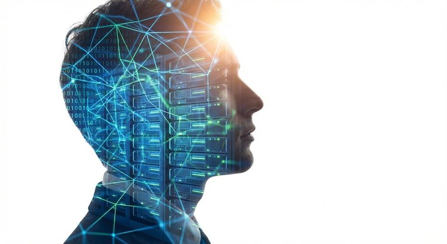 Double Exposure Portrait Of An Ai Engineer — Nano Banana Pro image prompt example
