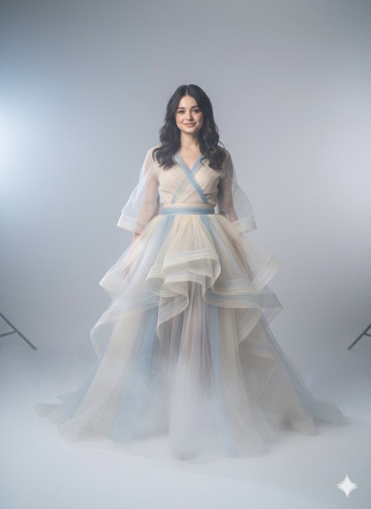 Dreamlike Couture Portrait Gown Blending With Mist — Nano Banana Pro image prompt example