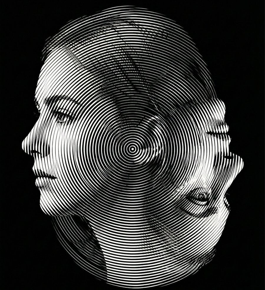 Dual Orientation Optical Illusion Portrait — Nano Banana Pro image prompt example