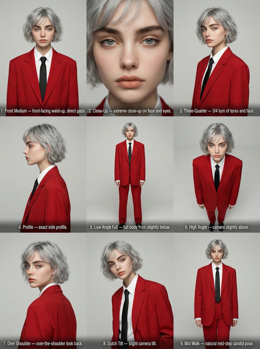 Editorial Angle Reference Sheet Grid — Nano Banana Pro image prompt example