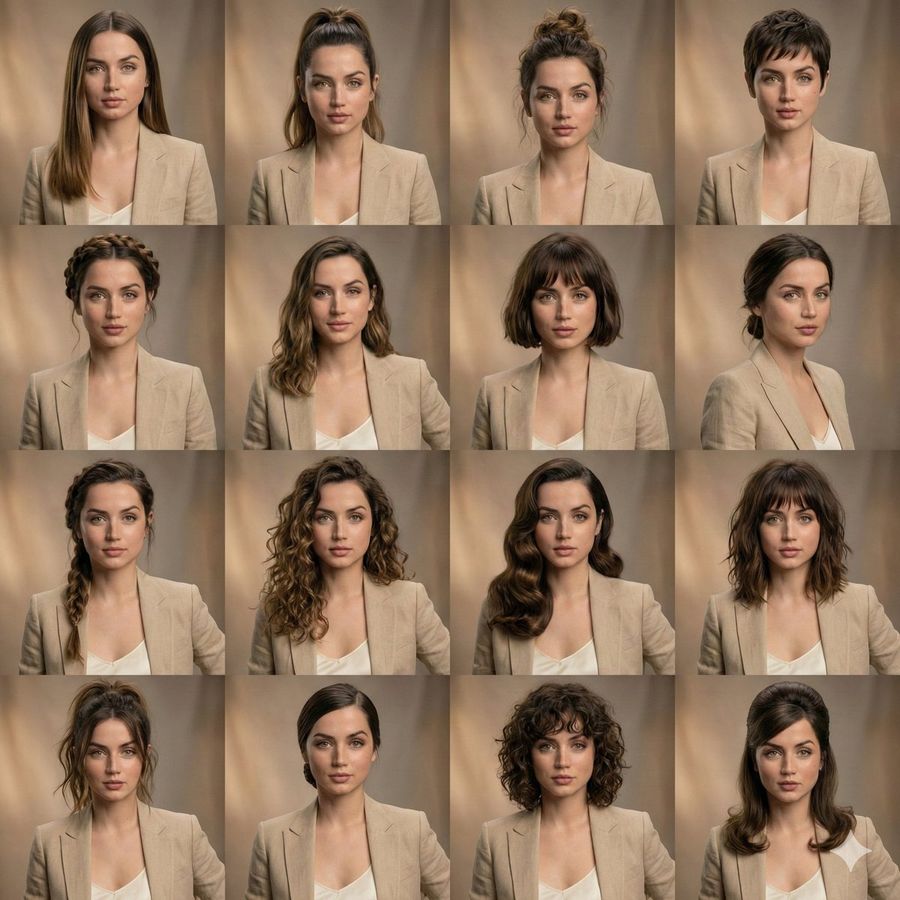 Editorial Beauty Collage Hairstyle Variations Prompt — Nano Banana Pro image prompt example