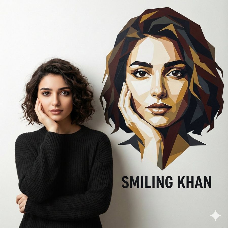 Editorial Portrait Holding Poster Of Self — Nano Banana Pro image prompt example