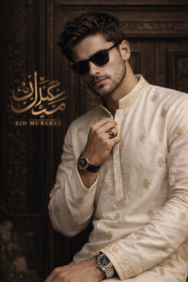Eid Mubarak Cinematic Fashion Portrait — Nano Banana Pro image prompt example