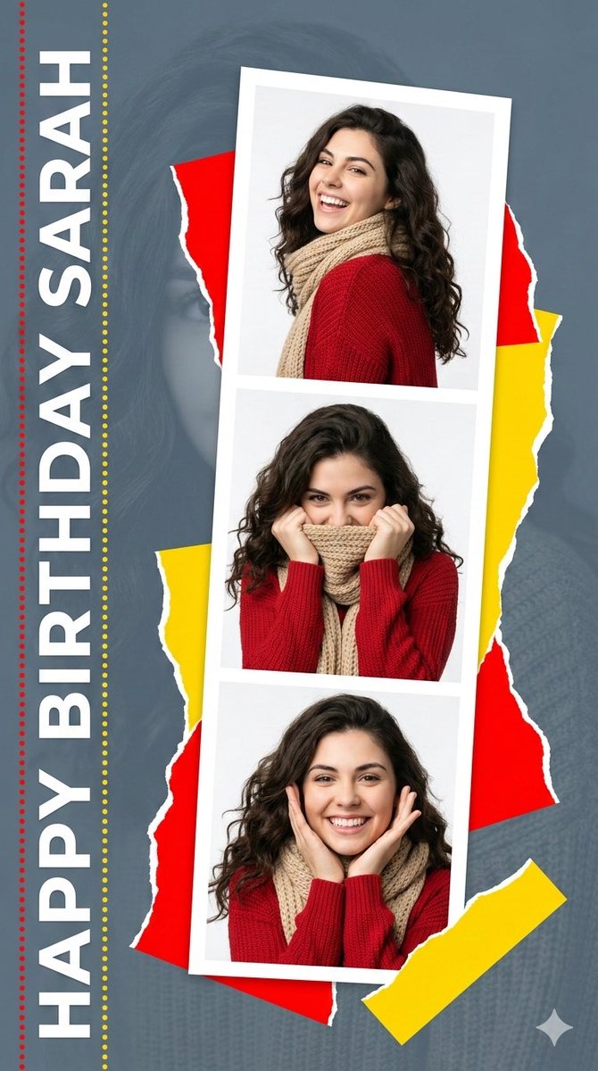 Elegant Graphic Design Birthday Collage — Nano Banana Pro image prompt example