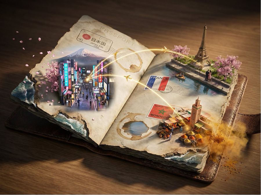 Epic 3d Passport Odyssey Scene — Nano Banana Pro image prompt example