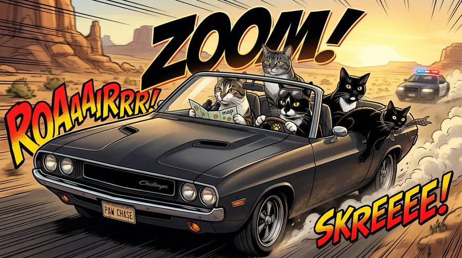 Epic Car Chase Action Shot — Nano Banana Pro image prompt example