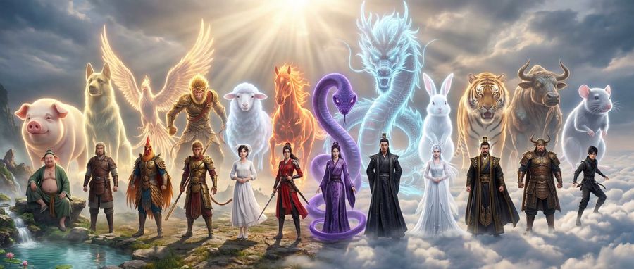 Epic Chinese Fantasy Zodiac Deities Prompt 12 Characters — Nano Banana Pro image prompt example