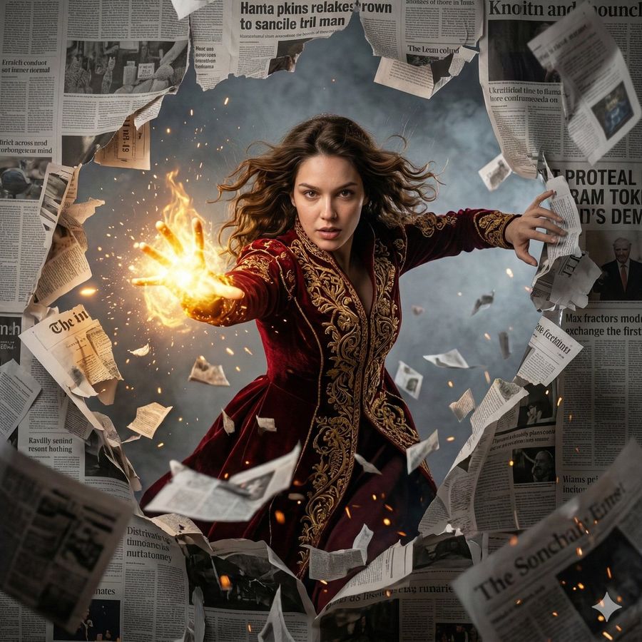 Epic Fantasy Sorceress Action Scene — Nano Banana Pro image prompt example
