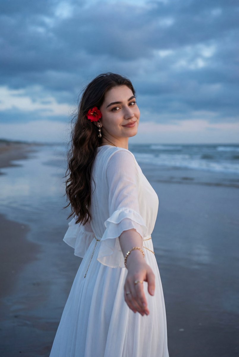Ethereal Coastal Lifestyle Portrait At Blue Hour — Nano Banana Pro image prompt example