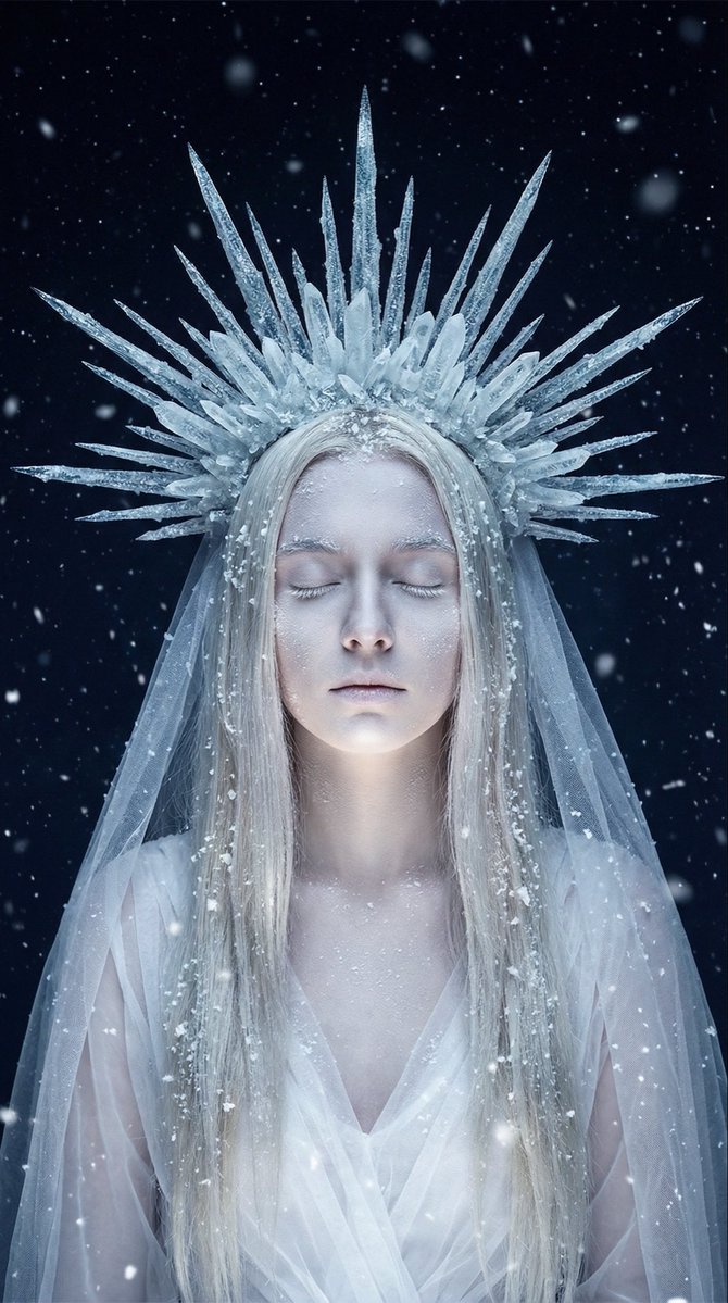 Ethereal Winter Goddess Portrait Prompt — Nano Banana Pro image prompt example