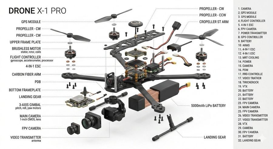 Exploded View Product Design Diagram Prompt — Nano Banana Pro image prompt example