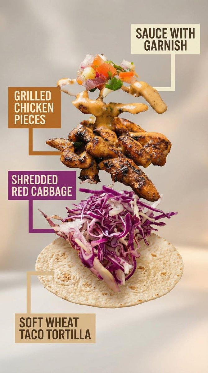 Exploded View Taco Visualization And Commercial Food Photography Prompt — Nano Banana Pro image prompt example