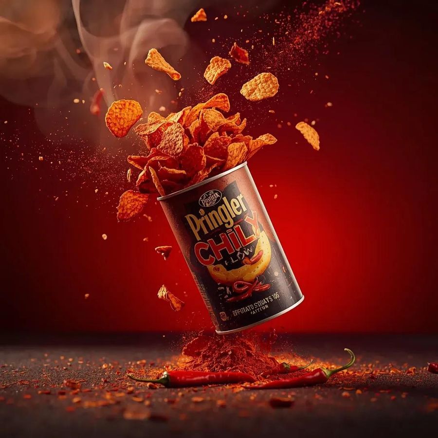 Exploding Pringles Can Advertising Prompt — generated with Nano Banana Pro