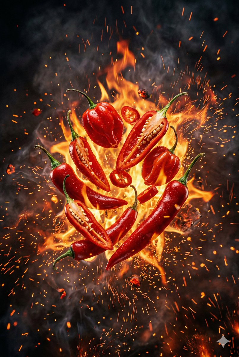 Explosive Chili Peppers Food Photography Prompt For Nano Banana 2 — Nano Banana Pro image prompt example