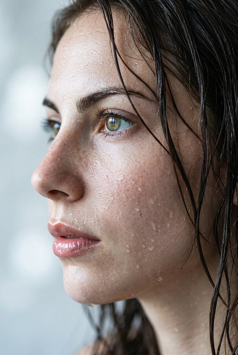 Extreme Wet Close Up Portrait — Nano Banana Pro image prompt example