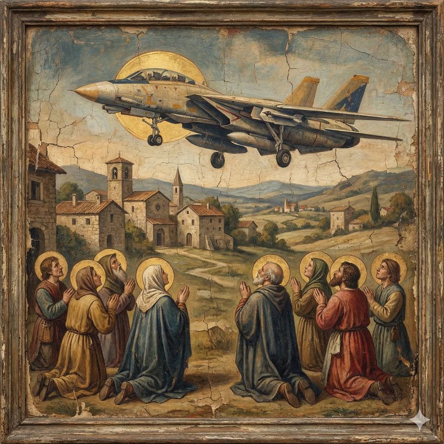 F 14d In The Style Of A Western Religious Painting — Nano Banana Pro image prompt example