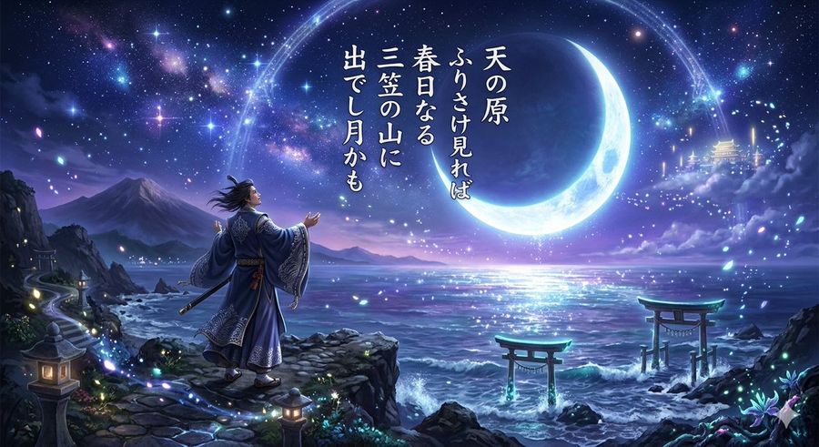 Fantasy Hyakunin Isshu Poem Illustration — Nano Banana Pro image prompt example