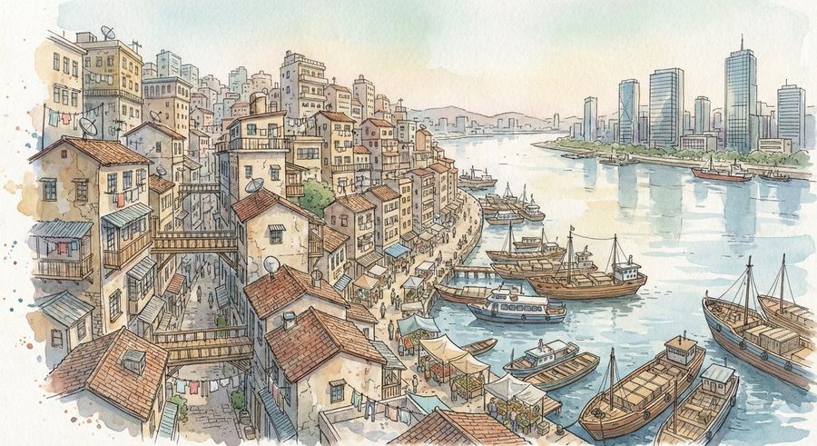 Fantasy Watercolor City Illustration Prompt — Nano Banana Pro image prompt example