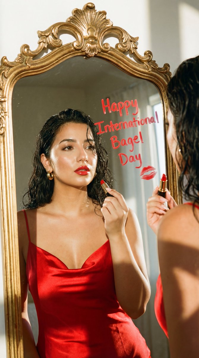 Fashion Editorial Mirror Selfie With Lipstick Message — Nano Banana Pro image prompt example
