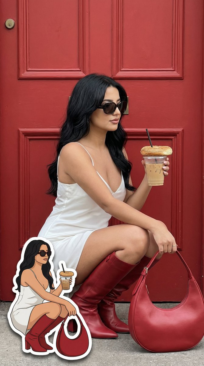 Fashion Editorial With Exact 2d Cartoon Duplicate — Nano Banana Pro image prompt example